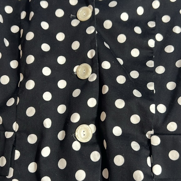 🌞 Perceptions black button up blouse white polka dots short sleeves women M - Picture 13 of 16